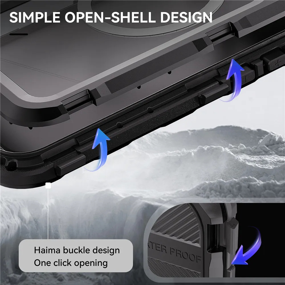 Military Shockproof Waterproof Case for iPhone, Full Screen & Camera Lens Protection Phone Case with Lanyard