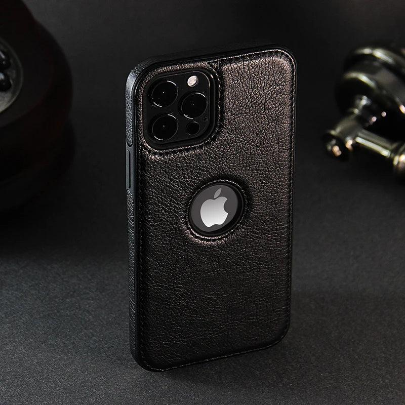 High Quality Leather iPhone Case, Ultra-Thin Texture, Bumper Cover Phone Case With Camera Lens Protection, Premium Protective Cover
