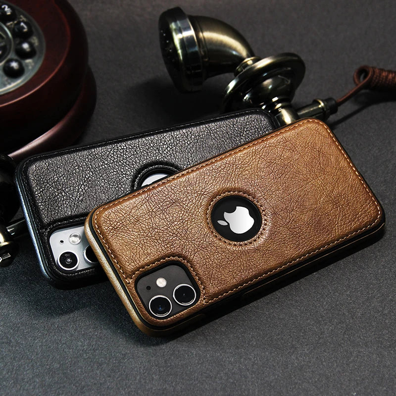 High Quality Leather iPhone Case, Ultra-Thin Texture, Bumper Cover Phone Case With Camera Lens Protection, Premium Protective Cover