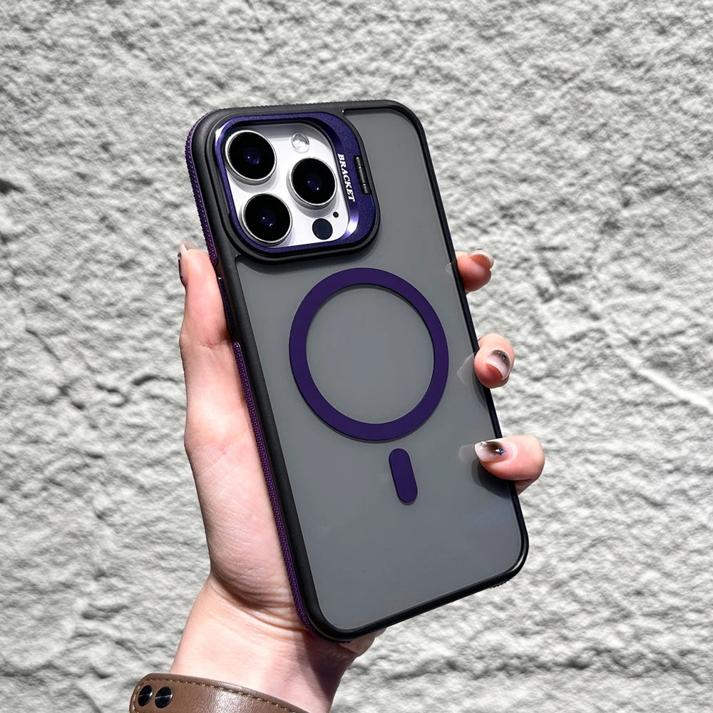 Luxury Matte Case for iPhone, Shockproof Case with Camera Lens Protection, Magnetic and Magsafe Case