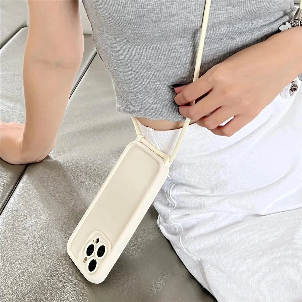 High Quality iPhone Case with Crossbody Adjustable Strap, Premium Silicone Case