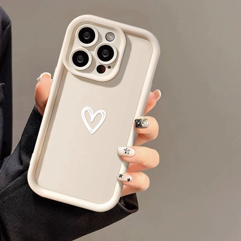 Luxury Love Heart Case For iPhone, High Quality Phone Case, Soft Silicone Phone Bumper with Heart Design, Shockproof Resistant.