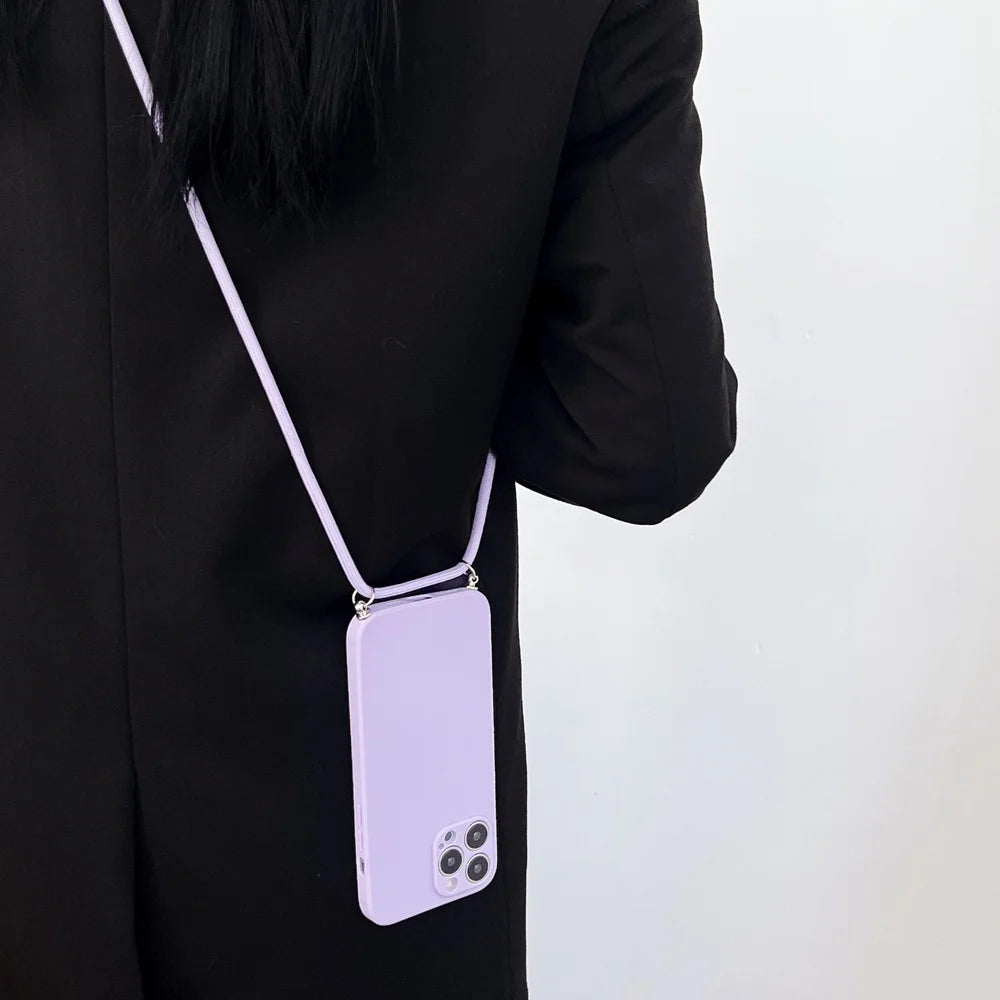 Premium Crossbody Silicone Case For iPhone, All Around Protection iPhone Case with Camera Lens Protection