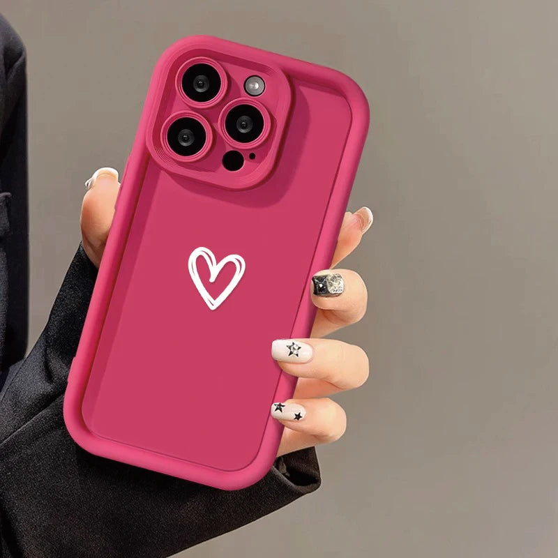 Luxury Love Heart Case For iPhone, High Quality Phone Case, Soft Silicone Phone Bumper with Heart Design, Shockproof Resistant.