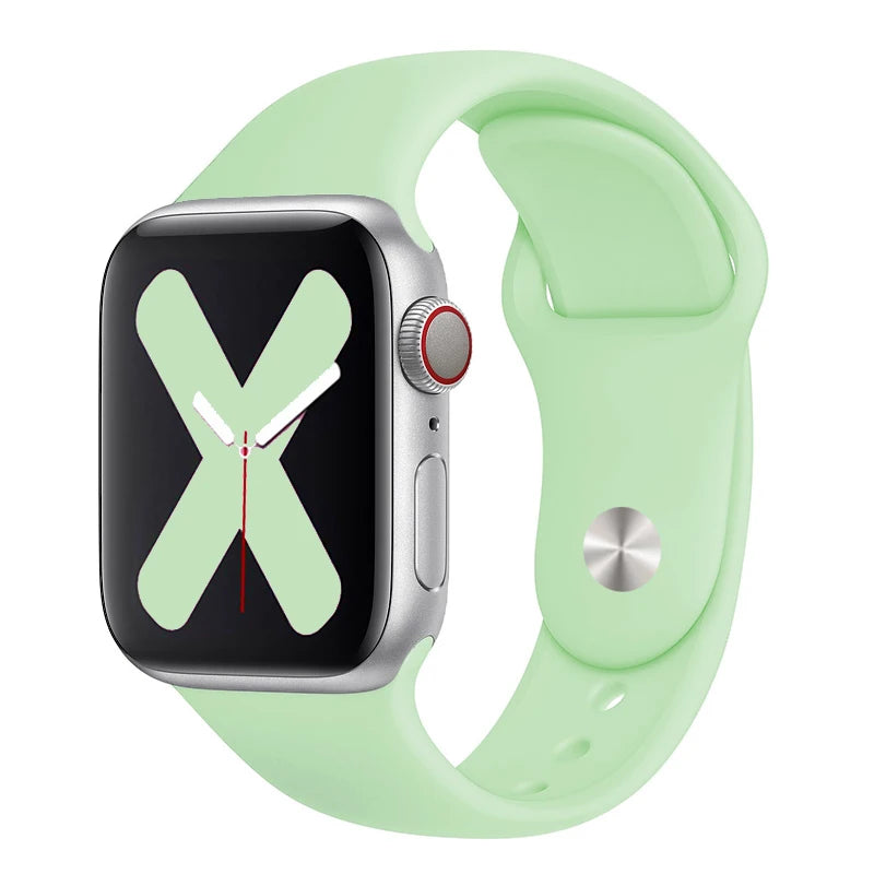 High Quality Silicone Strap For Apple Watch Series 38MM, 40MM, 41MM, 42MM, 44MM, 45MM, 49MM