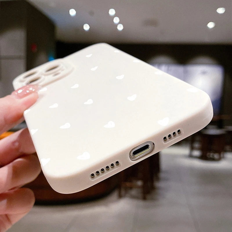 High Quality Silicone Case For iPhone, Cute Little Hearts Print, All Around Protection, Shock-proof Resistant and Anti-finger Print Phone Case