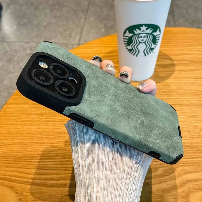 High Quality Silicone Leather Phone Case For iPhone 15 16 12 11 14, Camera Lens Protection Bumper Full Cover