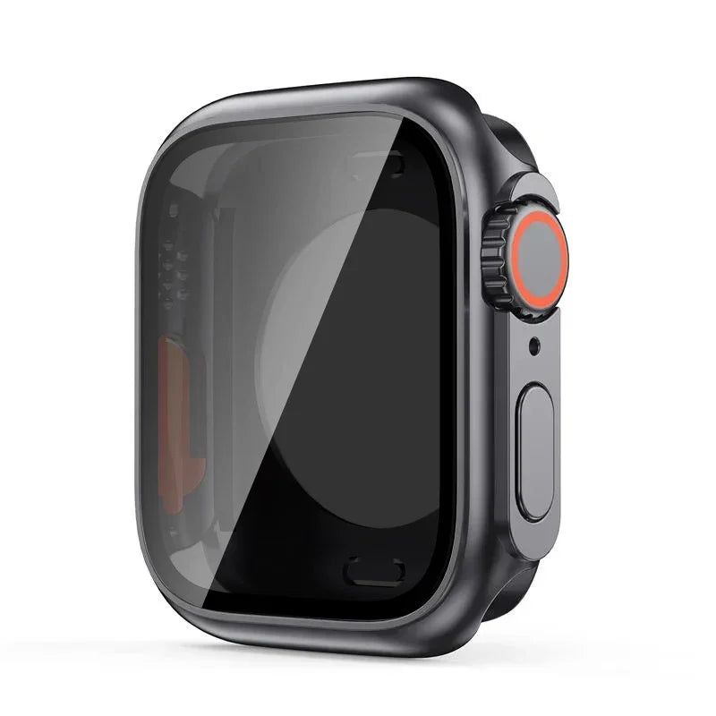 Premium Privacy Glass + Case for Apple Watch, 45mm 41mm 44mm 40mm, All Around Screen Protector, Waterproof Case for iWatch 8 7 6 5 4 SE 9.