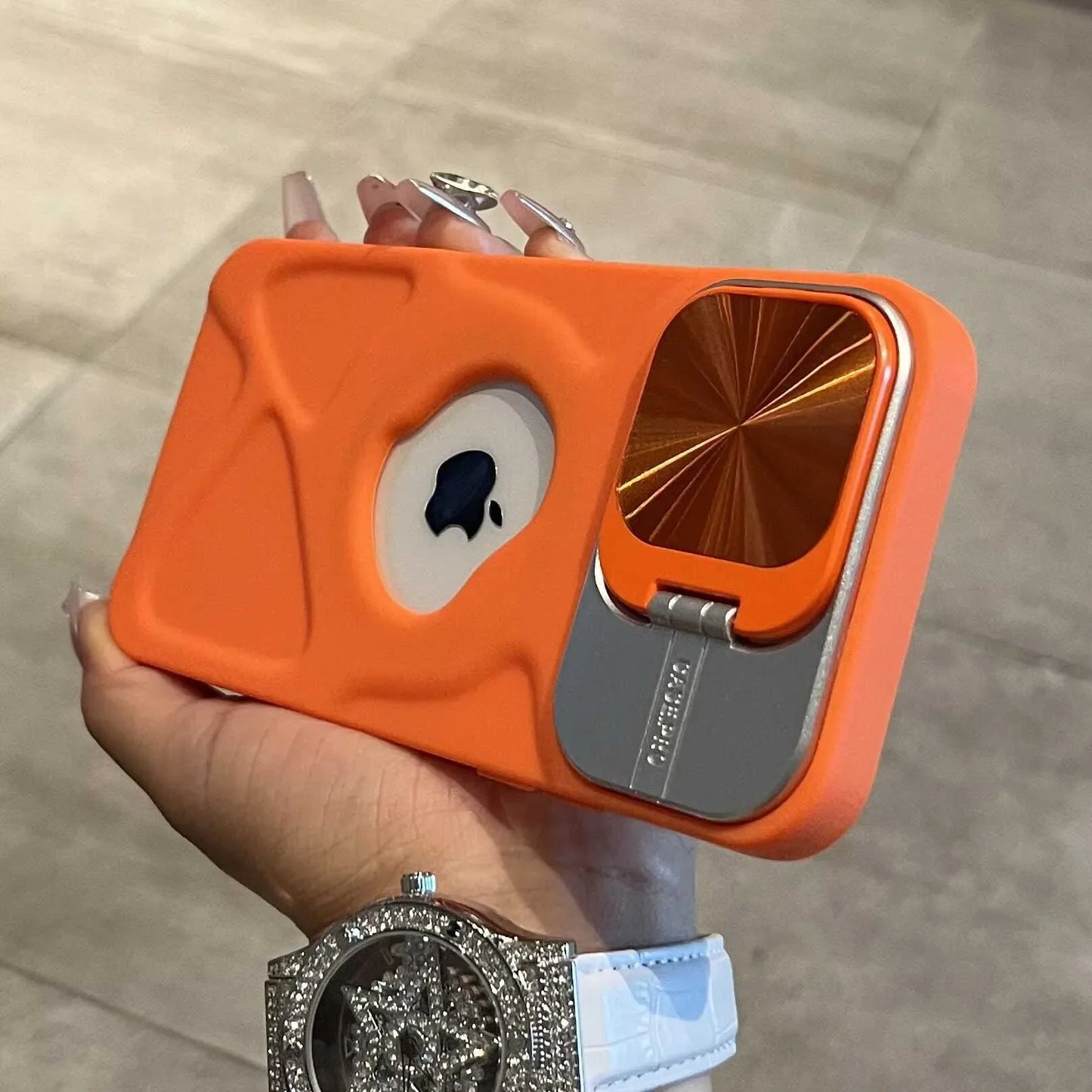 Premium Silicone Case, Magnetic Case with Camera Lens Protection Stand, MagSafe Charging and Unique Design