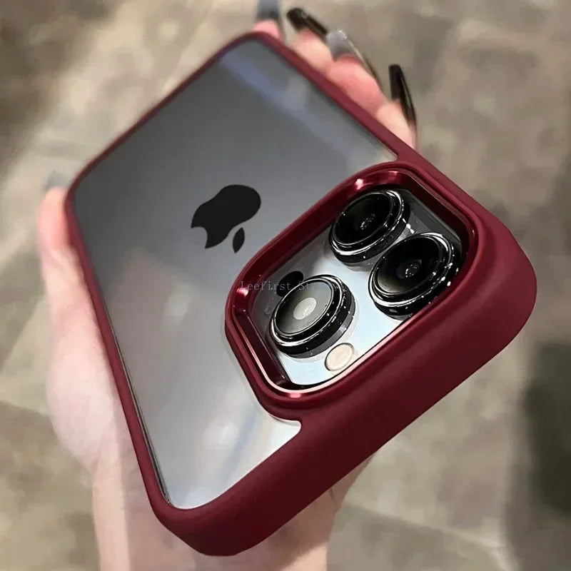 High Quality Transparent Silicone Phone Case for iPhone, Metal Frame Case, Shockproof Bumper Cover
