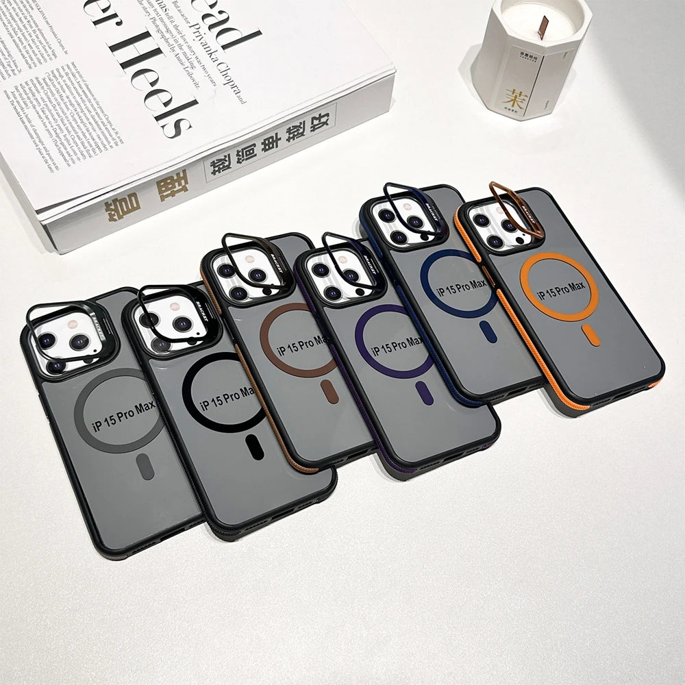 Luxury Matte Case for iPhone, Shockproof Case with Camera Lens Protection, Magnetic and Magsafe Case