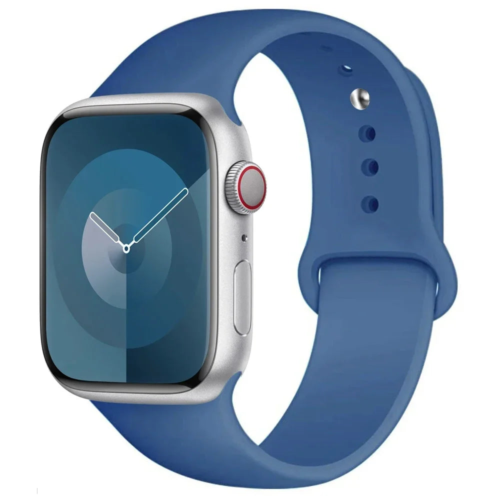 High Quality Silicone Strap For Apple Watch, 44mm 45mm 40mm 41mm 42-38mm 45 mm and series 8 7 6 5 4 3 SE 9 Ultra 2 49mm