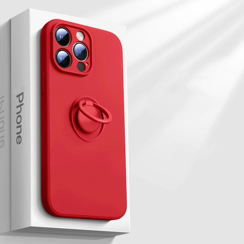 Luxury Silicone Case For iPhone With Ring