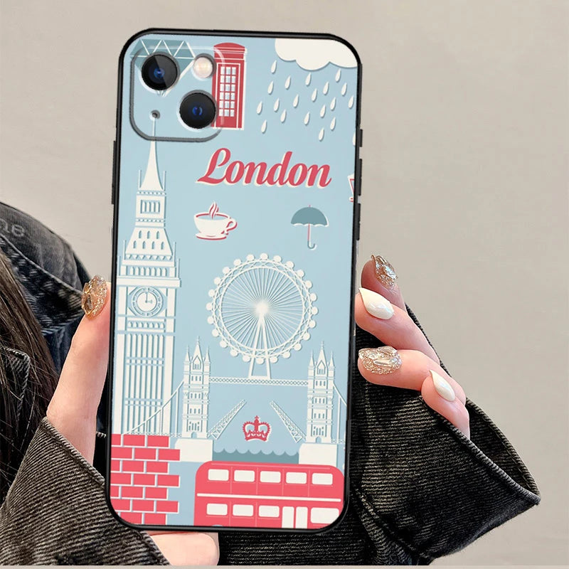 High Quality London and Great Britain Flag Image Cover Case For iPhone, Premium Silicone Material, Camera Protection and Anti-Fingerprint Case