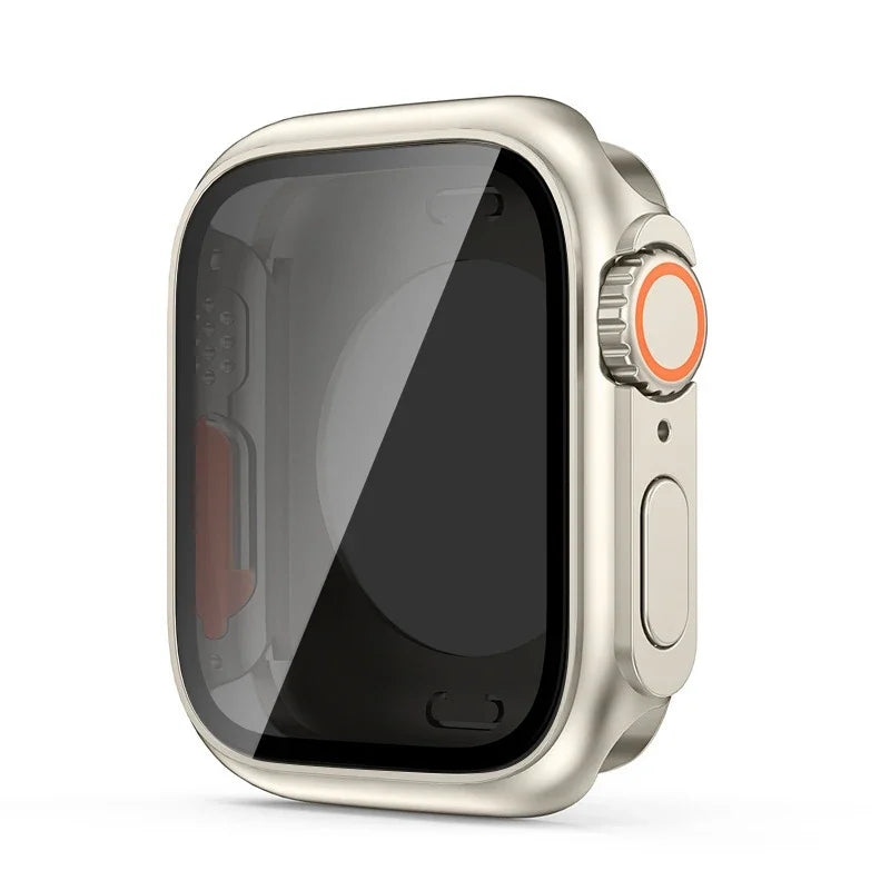 Premium Privacy Glass + Case for Apple Watch, 45mm 41mm 44mm 40mm, All Around Screen Protector, Waterproof Case for iWatch 8 7 6 5 4 SE 9.