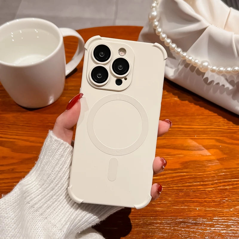 Luxury iPhone Case with Magsafe and Wireless Charging, Soft Camera Lens Protection, Shockproof and Anti-fingerprint Cover