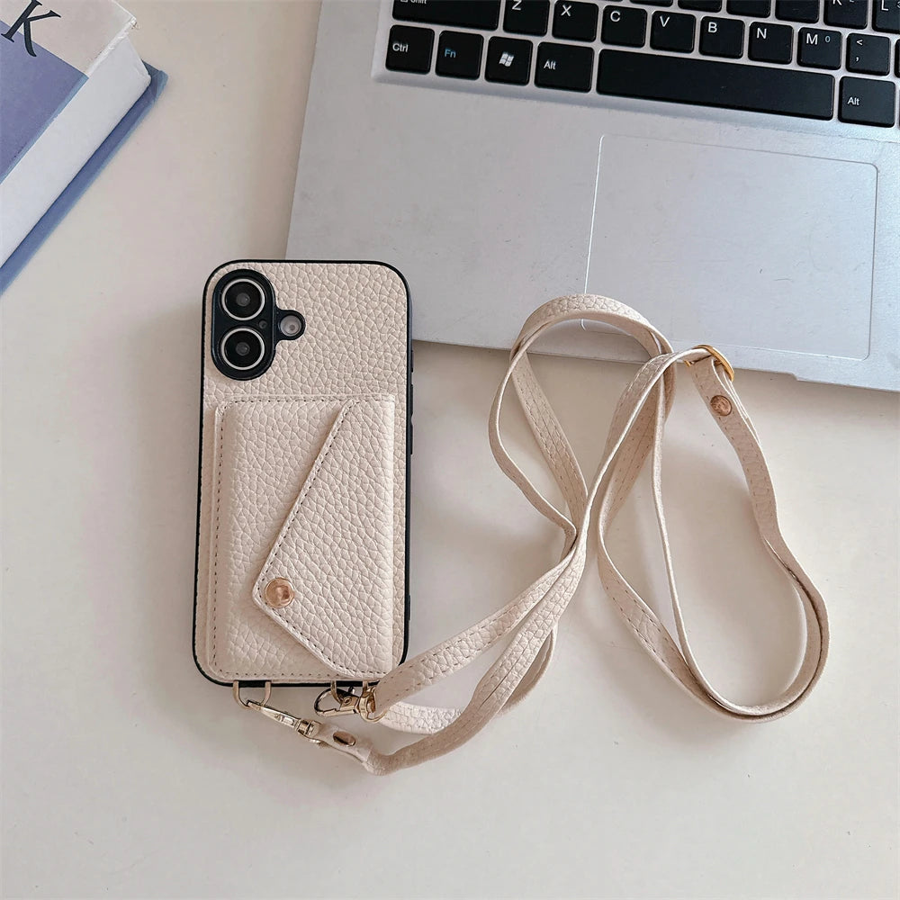 High Quality Crossbody Leather Phone Case For iPhone with Wallet Card Holder Cover, All Around Protection Case.