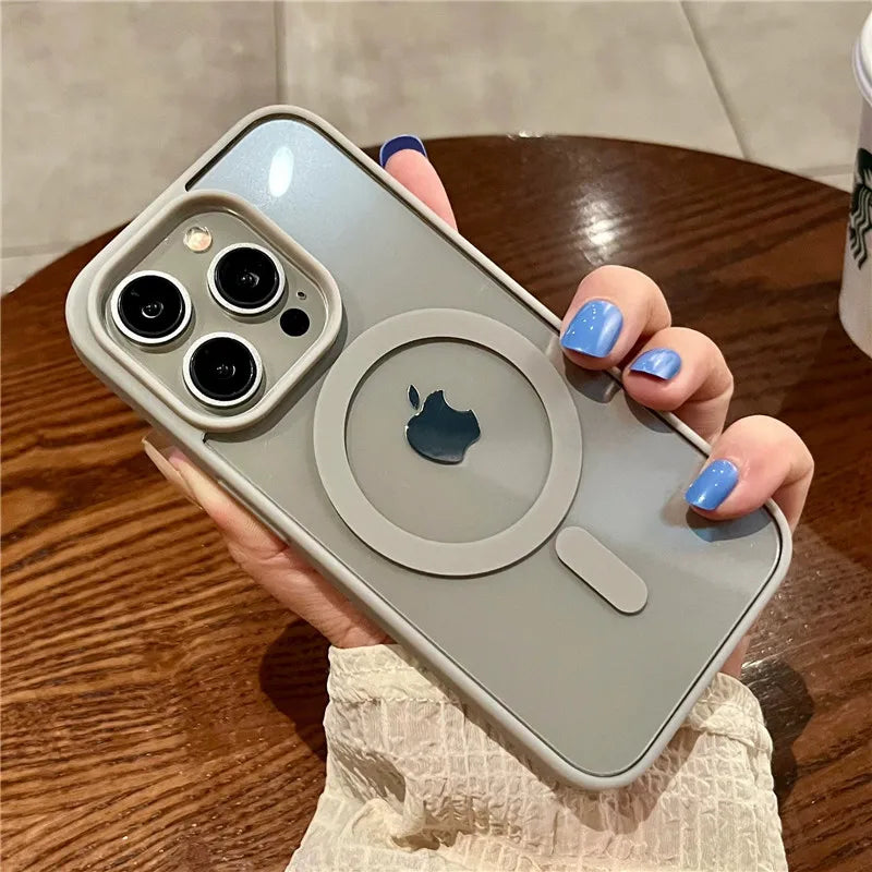 Luxury Magnetic and Wireless Charging Phone Case, Magsafe Case for iPhone, Shockproof and Soft Transparent Bumper Cover