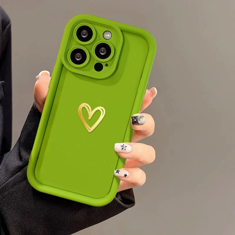 Luxury Love Heart Case For iPhone, High Quality Phone Case, Soft Silicone Phone Bumper with Heart Design, Shockproof Resistant.
