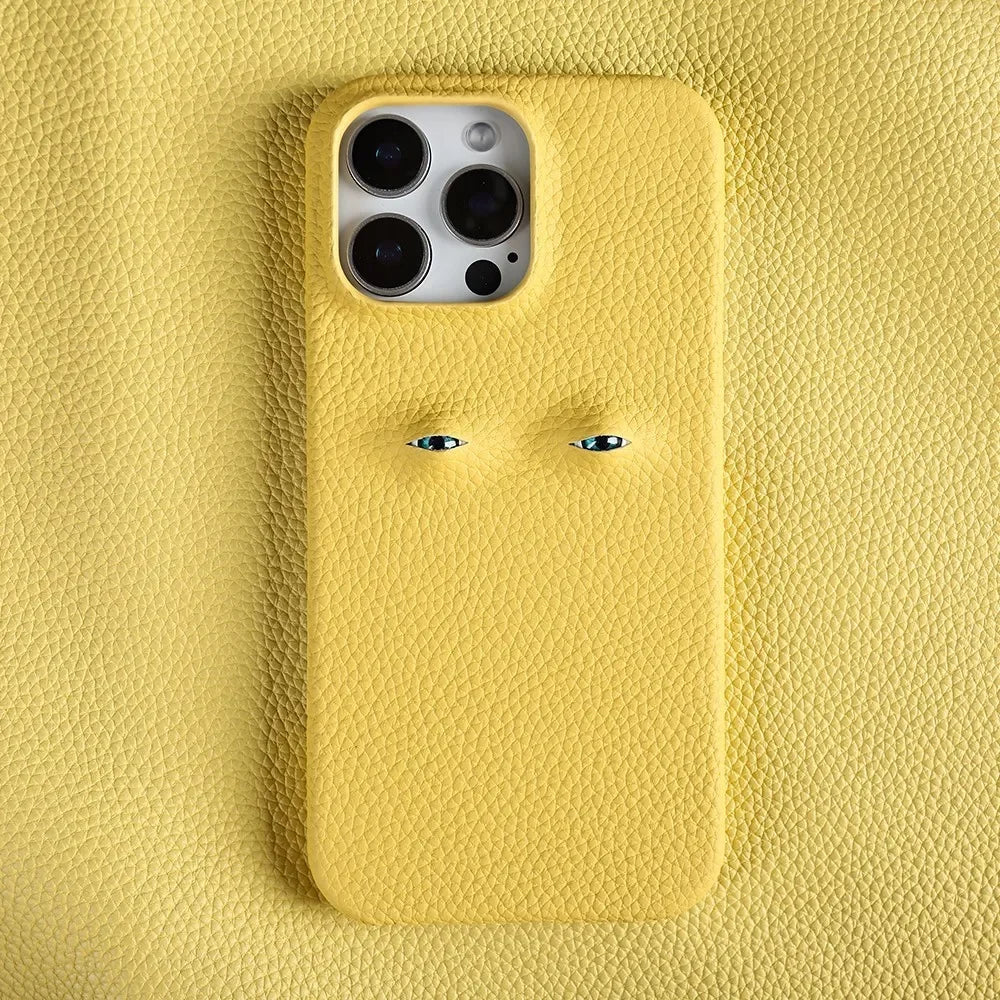 High Quality Leather for iPhone, Unique Eye Design, Full Back Cover Phone Case, Shock-proof Resistant and Anti-fingerprint Leather
