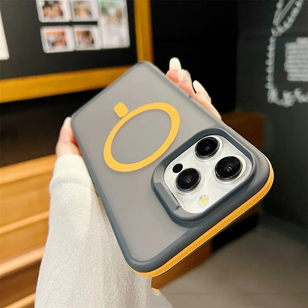 Luxury Magnetic and Magsafe Phone Case for iPhone, Translucent Material, Shockproof Case, Wireless and Magnetic Charging