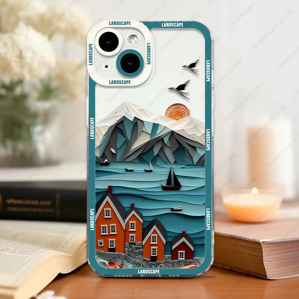 Premium Quality Art Oil Painting Design Case For iPhone, Soft Silicon Case, Magsafe Case With Camera Lens Protection, Bumper Cover Case