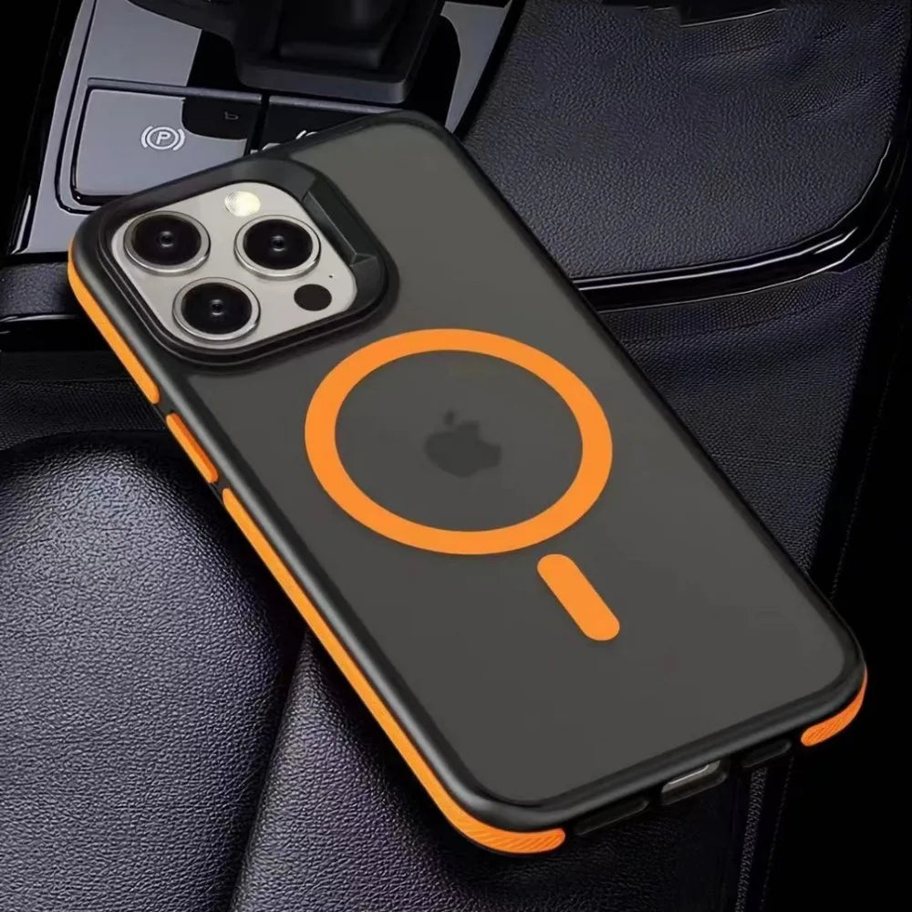 Luxury Magnetic and Magsafe Phone Case for iPhone, Translucent Material, Shockproof Case, Wireless and Magnetic Charging