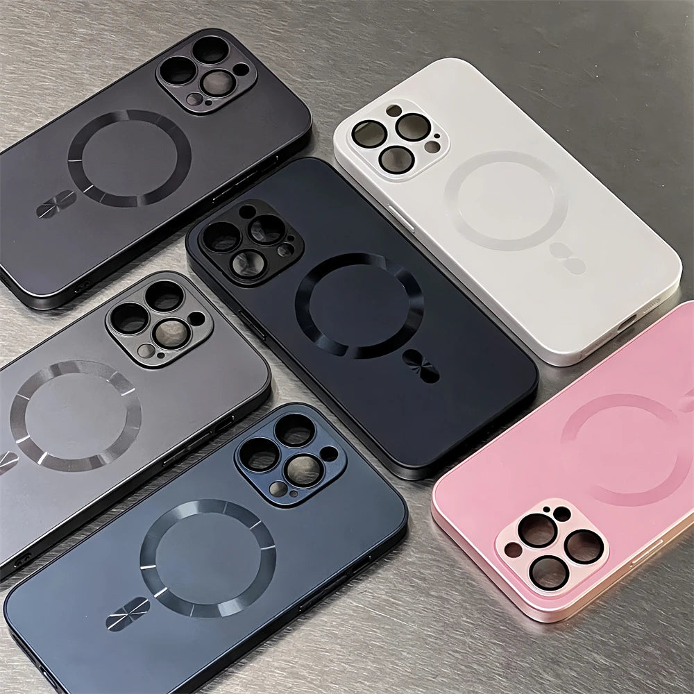 Luxury Matte Phone Case for iPhone, For Magsafe Wireless Charging Phone Case, Shockproof Bumper Cover
