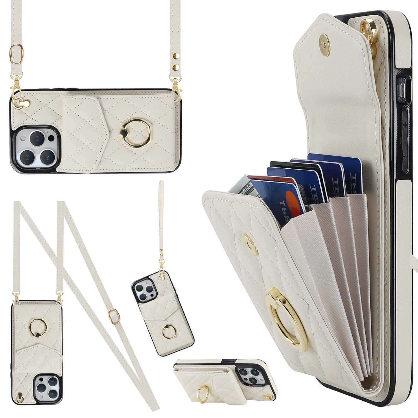 High Quality Crossbody Leather Case for iPhone with Wallet, Premium Leather, All Around Protection Phone Case.