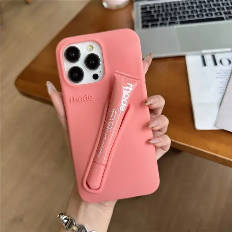 High Quality Silicone Case With Lipstick Portable Holder, Unique Design and Shock-proof Resistant Material