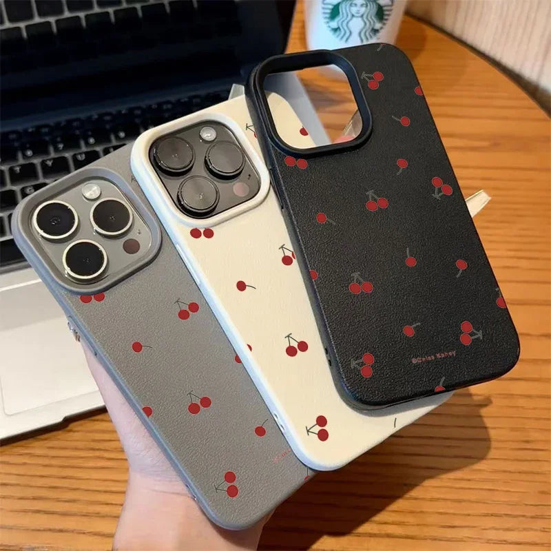 High Quality Silicone Phone Case, Cherry Design, Full Coverage Case, Shockproof Resistant