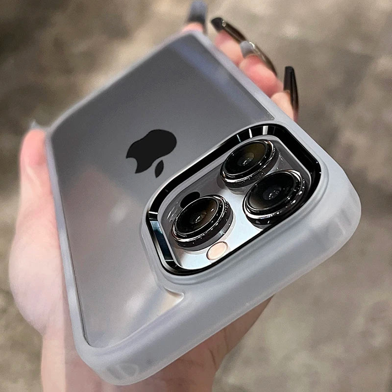 High Quality Transparent Silicone Phone Case for iPhone, Metal Frame Case, Shockproof Bumper Cover
