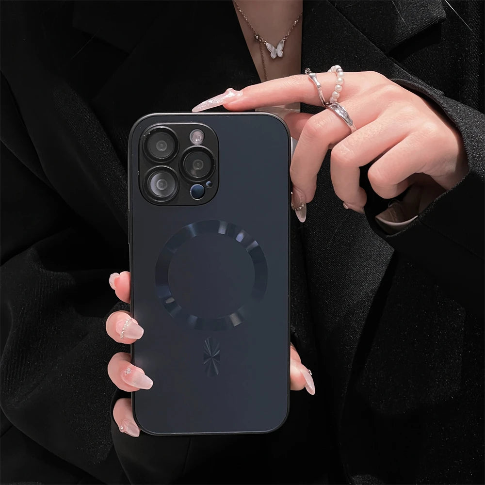 Luxury Matte Phone Case for iPhone, For Magsafe Wireless Charging Phone Case, Shockproof Bumper Cover