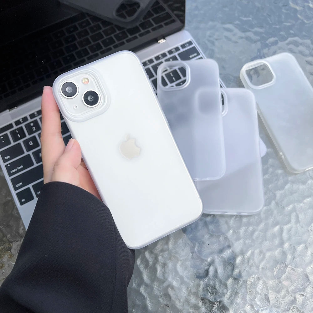High Quality Soft TPU Matte Phone Case for iPhone, Transparent Material, Shock-proof Resistant Phone Case