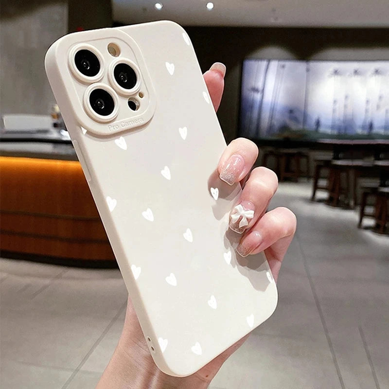 High Quality Silicone Case For iPhone, Cute Little Hearts Print, All Around Protection, Shock-proof Resistant and Anti-finger Print Phone Case