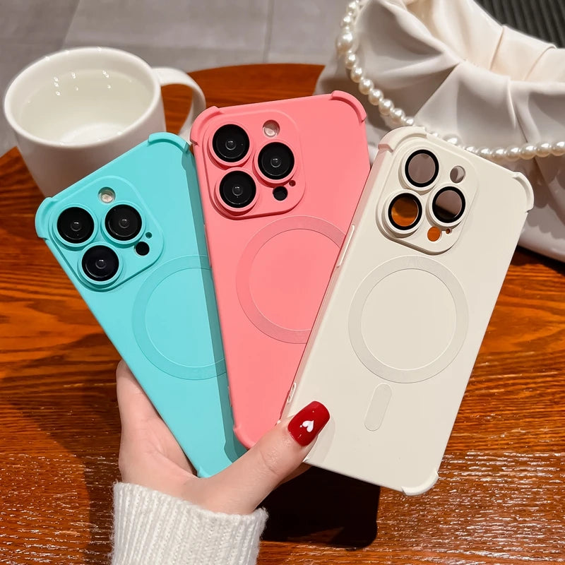 Luxury iPhone Case with Magsafe and Wireless Charging, Soft Camera Lens Protection, Shockproof and Anti-fingerprint Cover