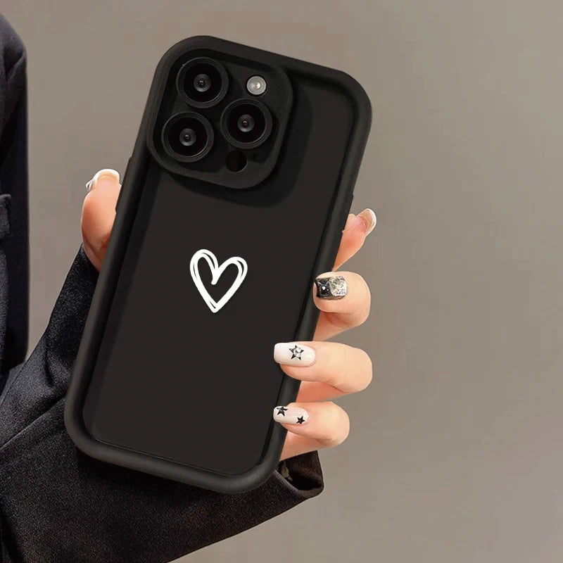 Luxury Love Heart Case For iPhone, High Quality Phone Case, Soft Silicone Phone Bumper with Heart Design, Shockproof Resistant.