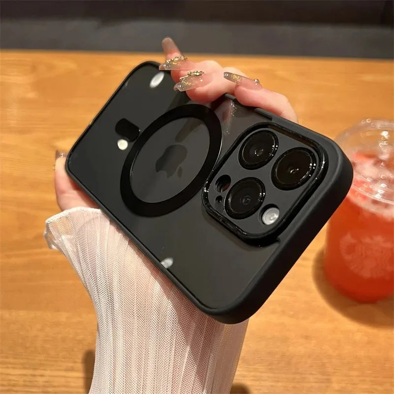 Luxury Silicone Case for iPhone, Wireless And Magnetic Charge Case, Camera Protection, Transparent Design