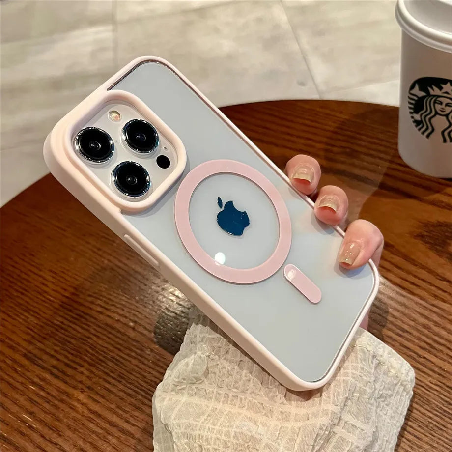 Luxury Magnetic and Wireless Charging Phone Case, Magsafe Case for iPhone, Shockproof and Soft Transparent Bumper Cover