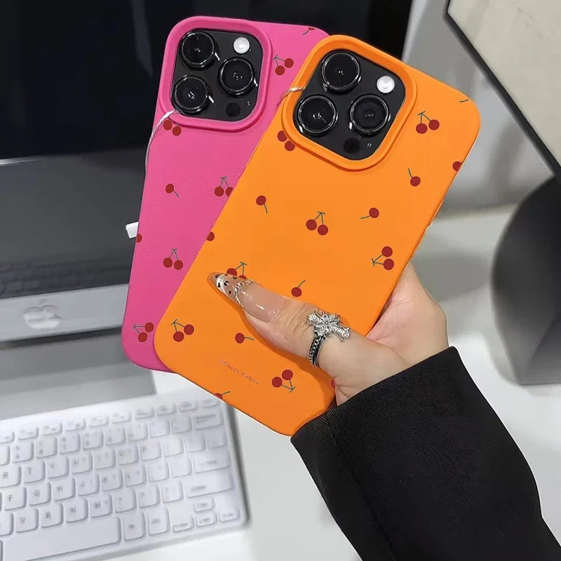 High Quality Silicone Phone Case, Cherry Design, Full Coverage Case, Shockproof Resistant