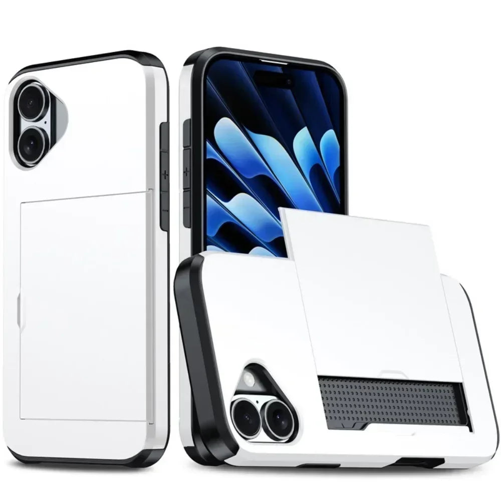Premium iPhone Case Cover with Wallet Card Holder Slot, Shockproof Resistant Phone Case