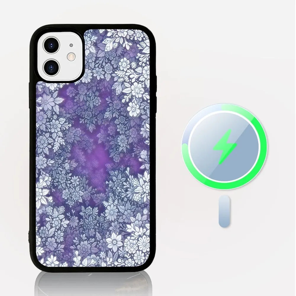 Unique Flower Design Phone Case for iPhone, Mag Safe Magnetic Wireless Charge Case For iPhone