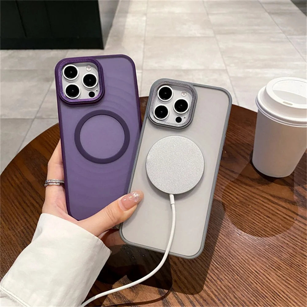 Luxury Silicone with Camera Protection, Magsafe Phone Case for iPhone 11 12 13 14 15 16 Pro Max 16Plus, Wireless Charging, Matte Cover