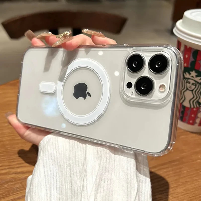 Premium Magnetic Clear iPhone Case with MagSafe Charging, High Quality Acrylic Silicone and Anti-Scratching Material