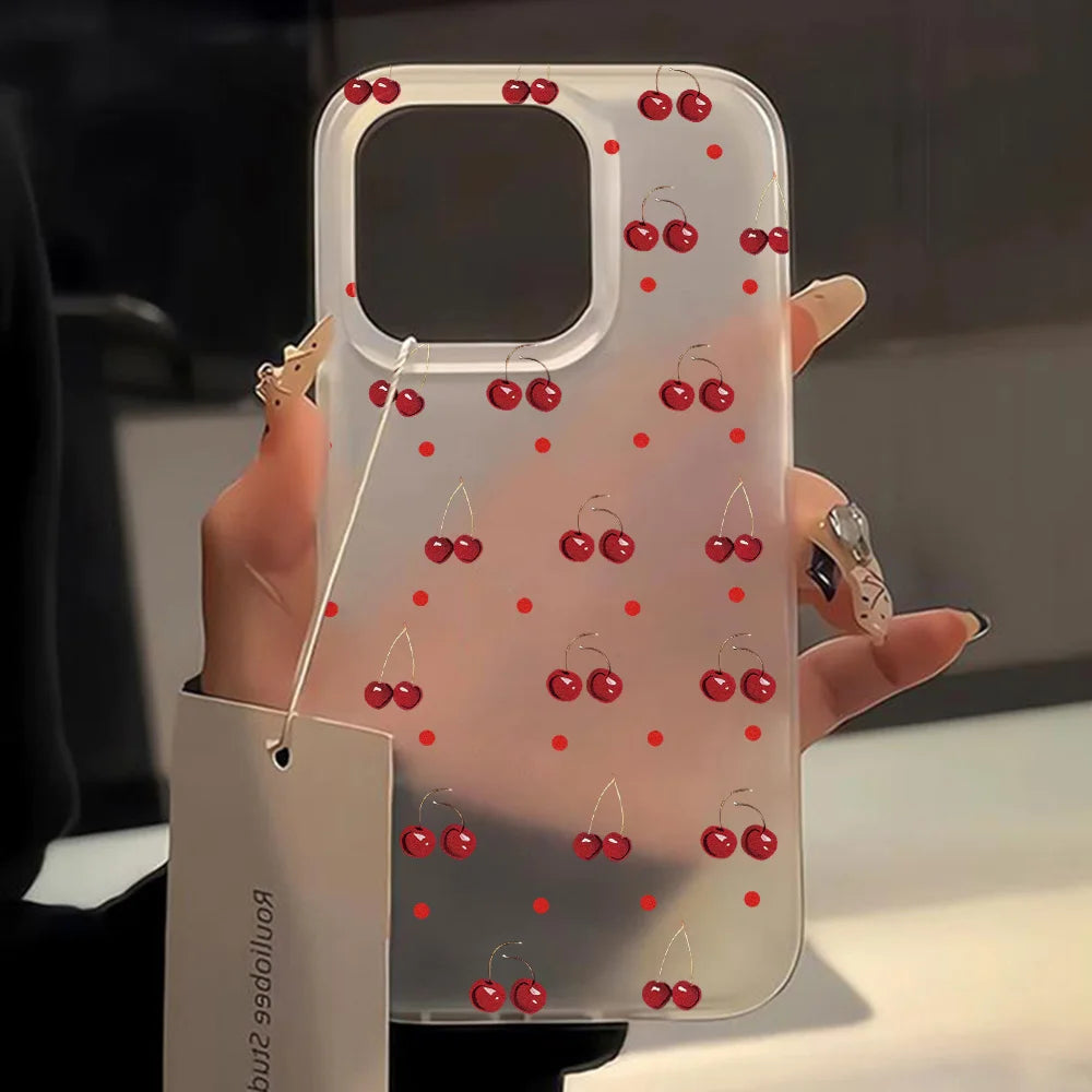 Premium Silicone Case, Little Cherry Design, Shock-proof Resistant Phone Case, All Around Protection