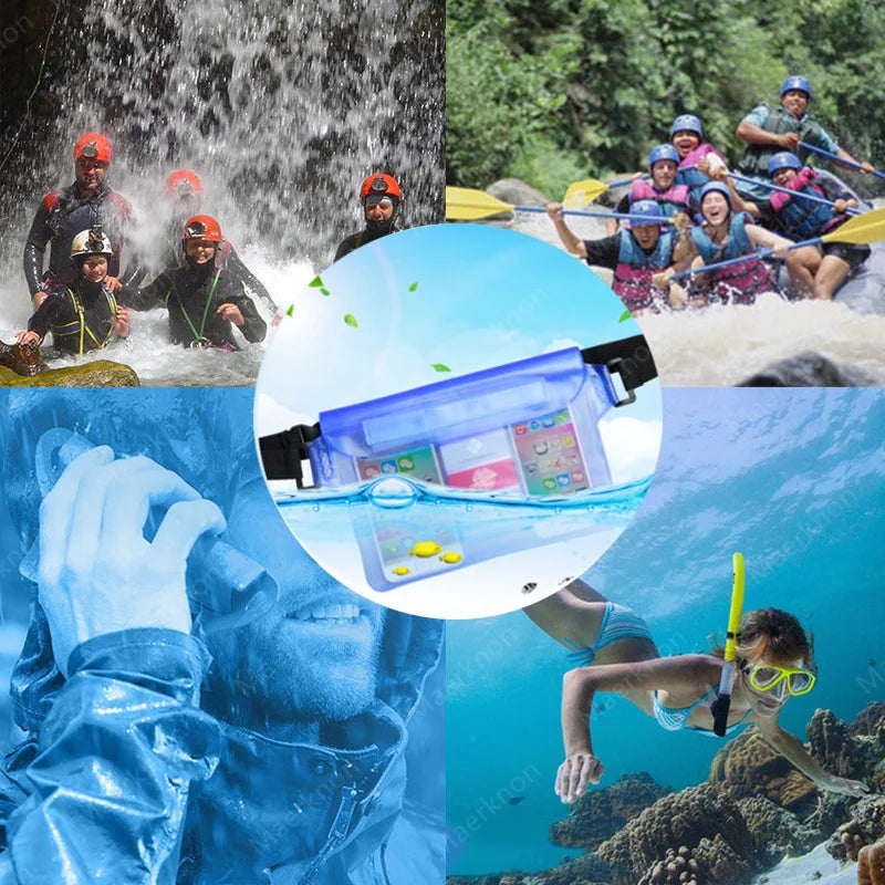 High Quality Waterproof Swimming Bag, Large Size, Transparent Protection Bag for Phone with 3 layers protection