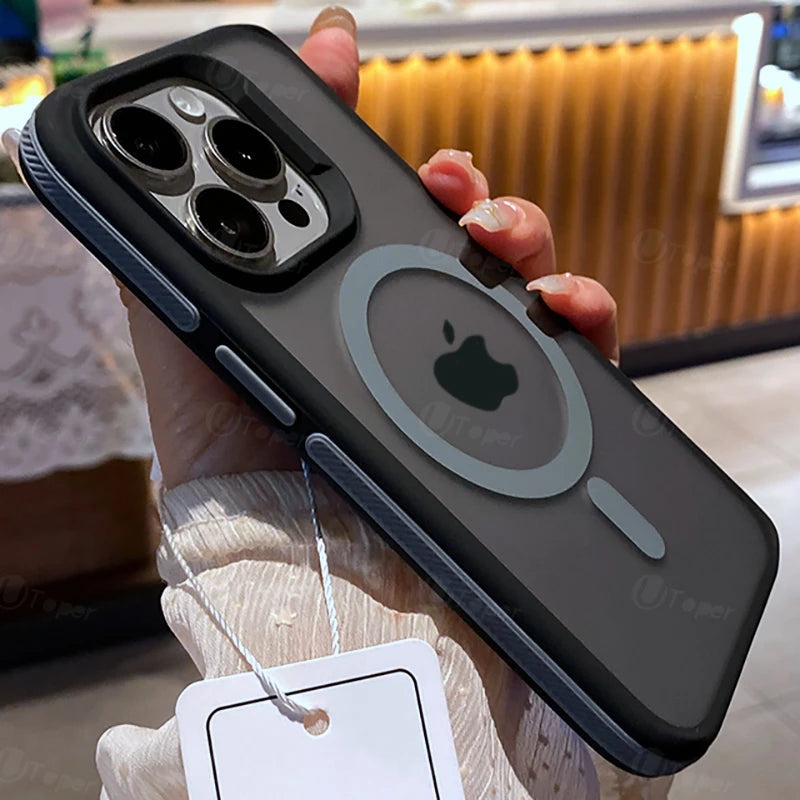 High Quality Translucent Silicone, Magnetic Phone Case For iPhone, Shockproof Bumper Cover, All Around Protection