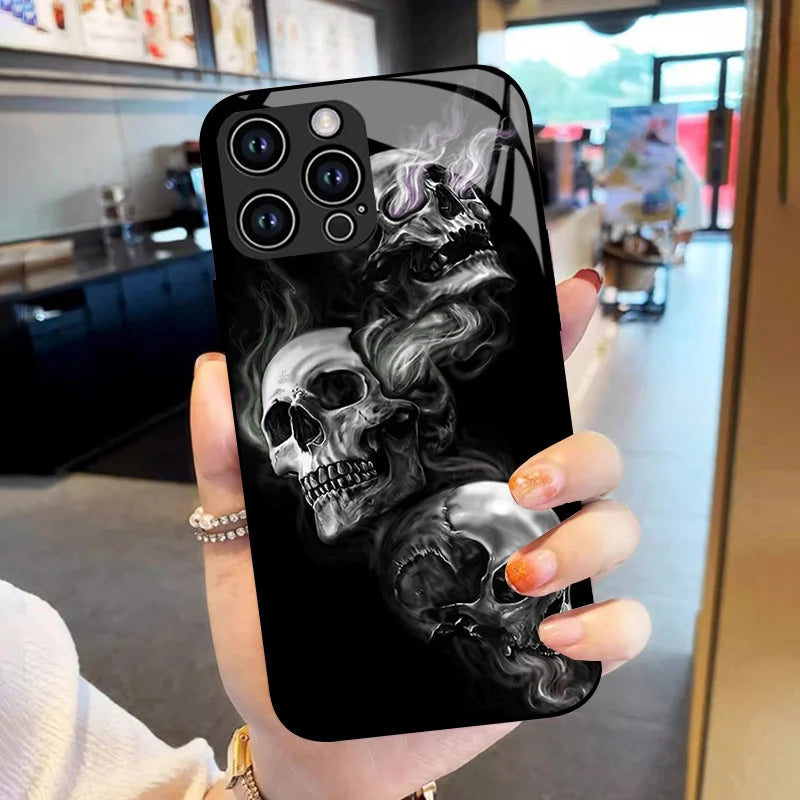 Luxury Glass Case for iPhone, Tempered Glass Phone Case, Camera Lens Protection Phone Case