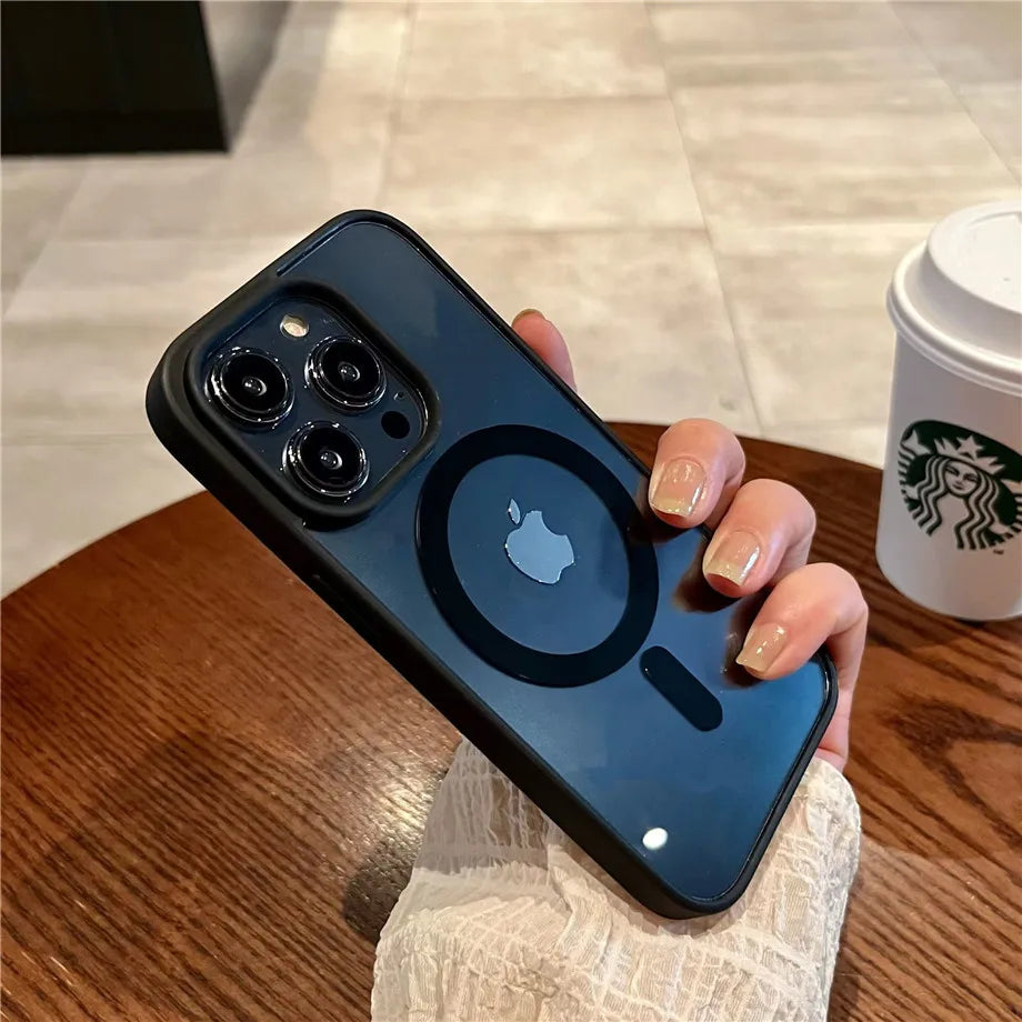 Luxury Magnetic and Wireless Charging Phone Case, Magsafe Case for iPhone, Shockproof and Soft Transparent Bumper Cover