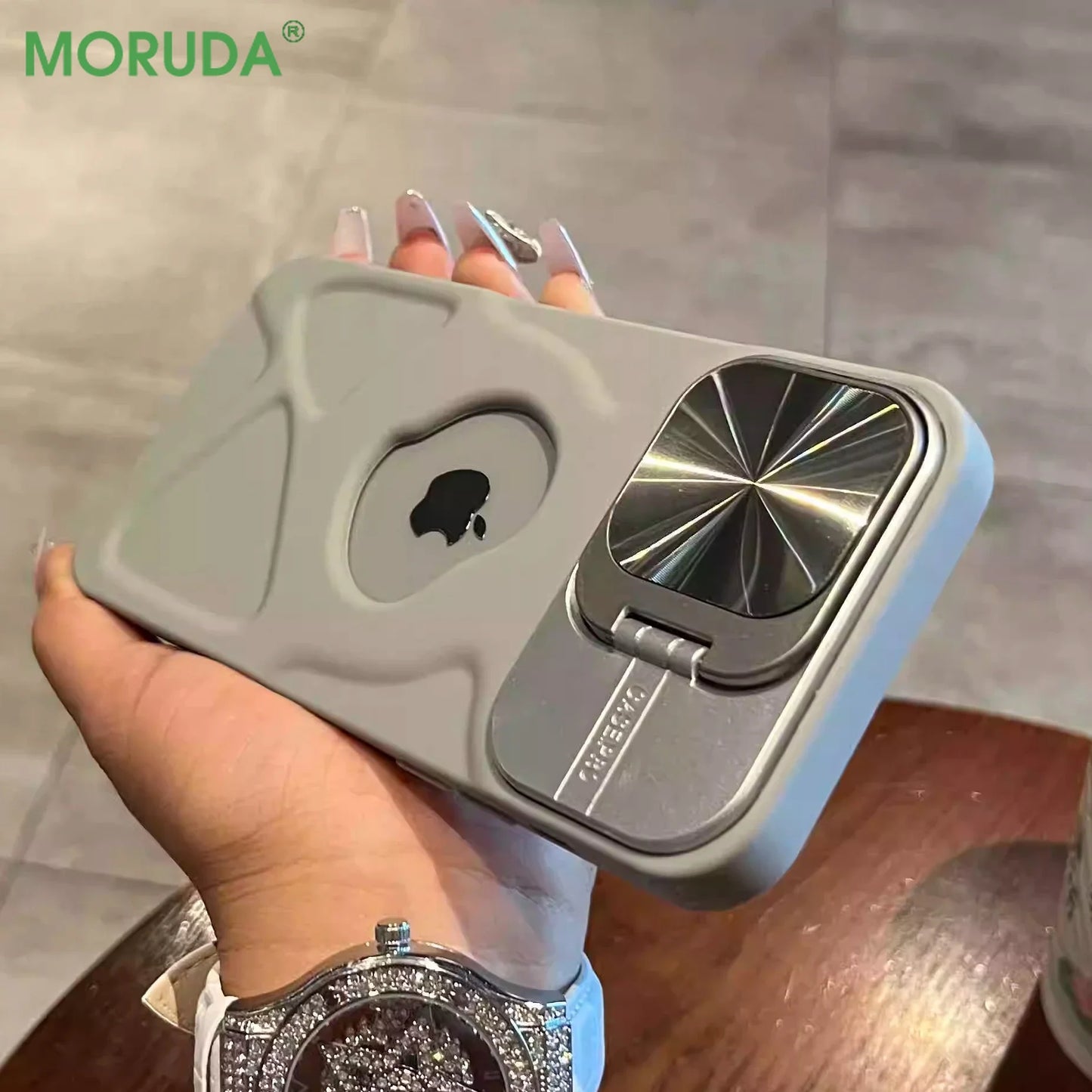 Premium Silicone Case, Magnetic Case with Camera Lens Protection Stand, MagSafe Charging and Unique Design
